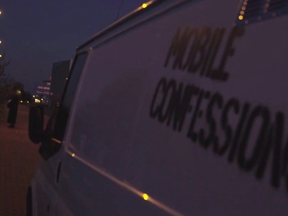 Hairy busty slut fucked in the van by big white cock